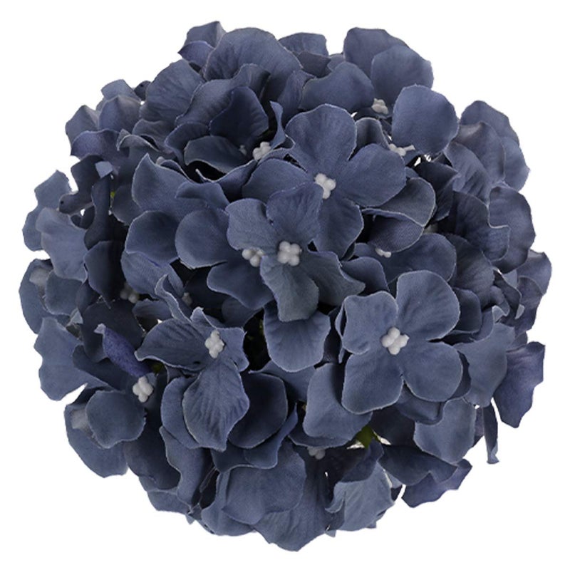 Flojery Silk Hydrangea Heads Artificial Flowers Heads with Stems for Home Wedding Decor Pack of 10 (Dusty Blue) - Image 2